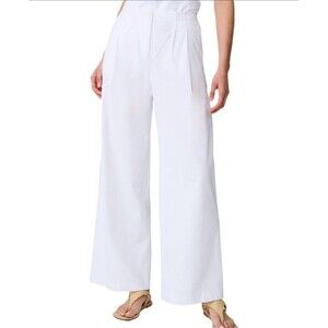 NEW J. McLaughlin Nerissa Long Bottoms Linen Blend Wide Leg Pants Sz 8 Nautical